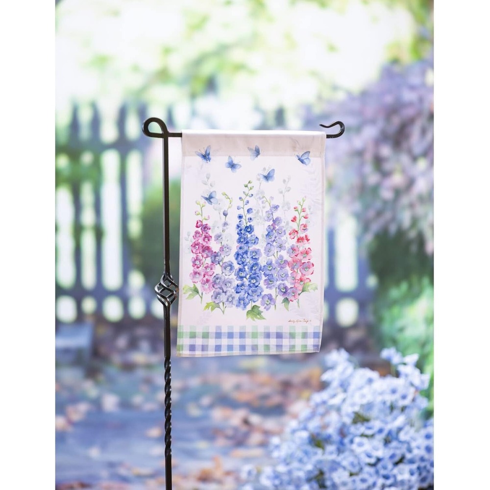 Briarwood Lane Garden Flag Unisex 12.5x18 Blue NEW Delphinium Floral Butterfly